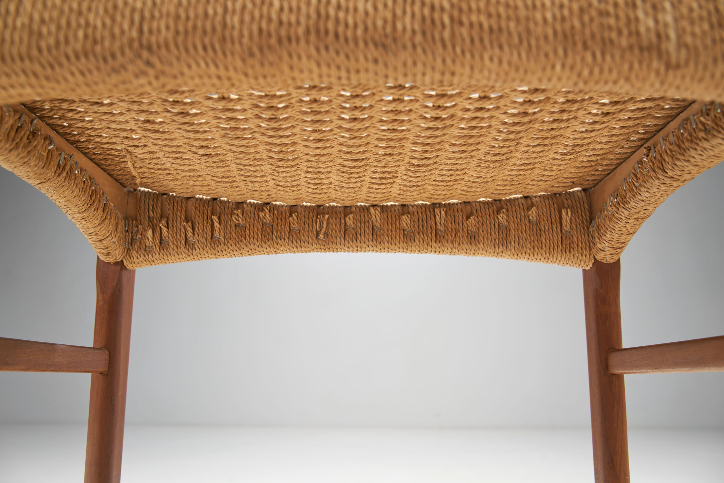 Arne Hovmand-Olsen Teak and Paper Cord Stool for Mogens Kold